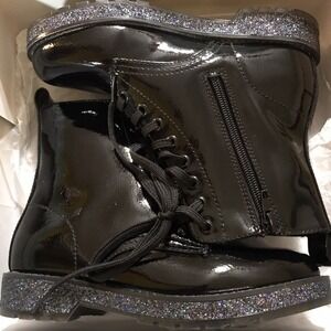 Girl MIA Girls Black Patent Leather Combat Boots 2370900231 1M-NIB